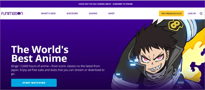 Funimation Anime Streaming Website